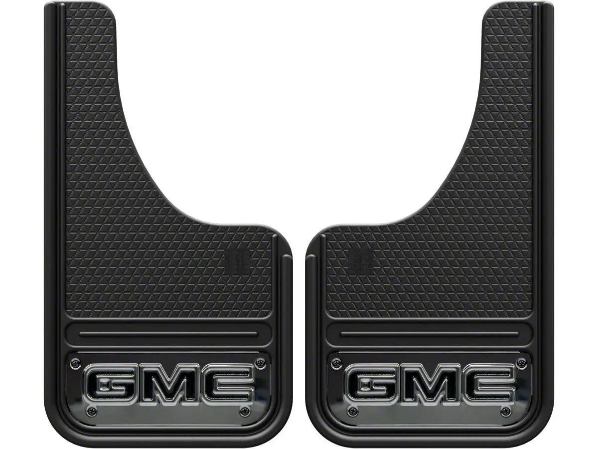 10-Inch x 18-Inch Mud Flaps with GMC Logo; Front or Rear (Universal; Some Adaptation May Be Required)