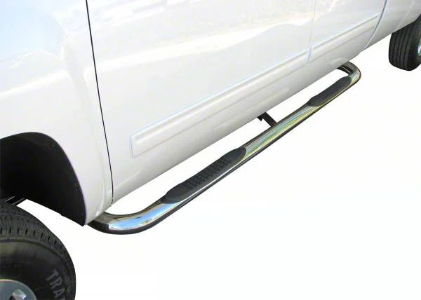 3-Inch Round Side Step Bars; Stainless Steel (20-26 Sierra 3500 HD Crew Cab)