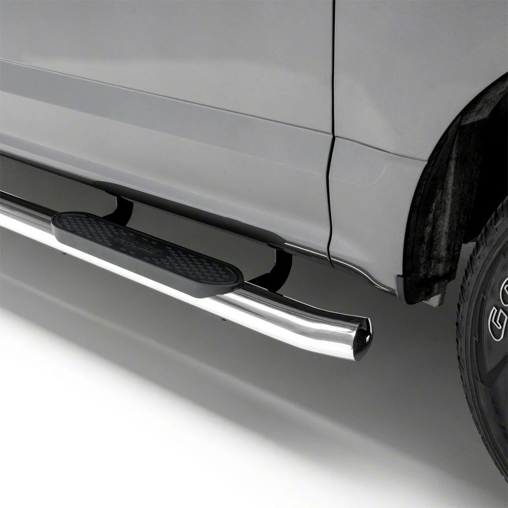 4-Inch Oval Side Step Bars; Stainless Steel (20-26 Sierra 3500 HD Double Cab)