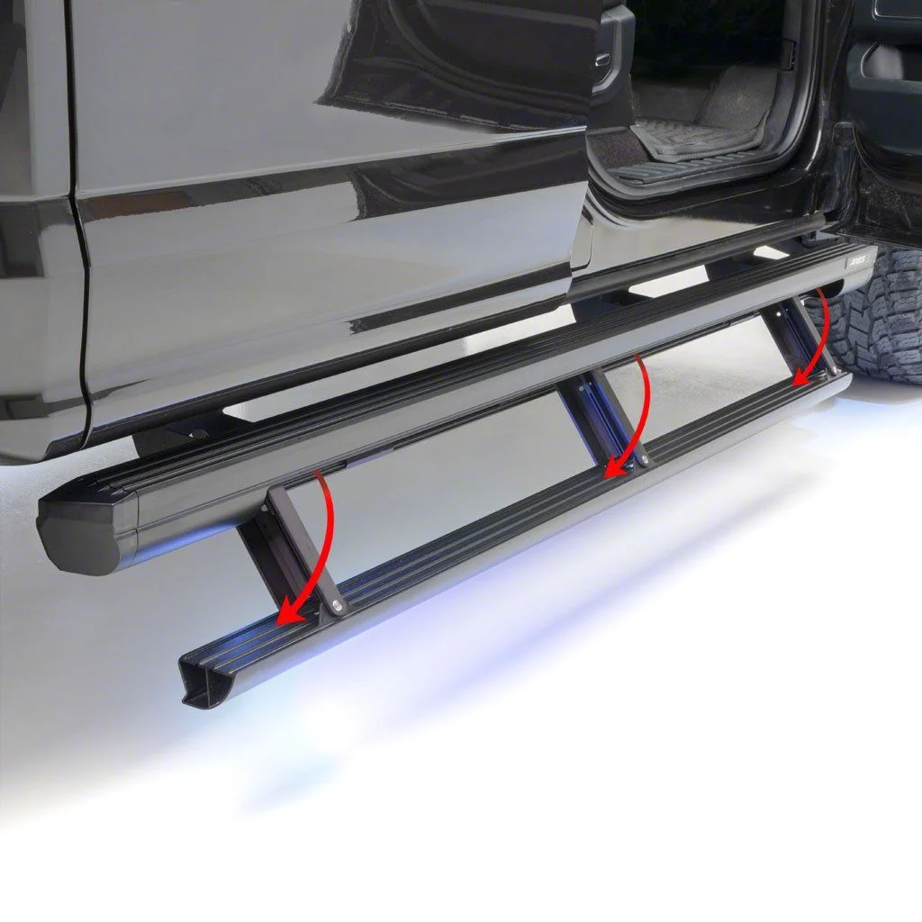 ActionTrac Powered Running Boards; Carbide Black (20-26 Sierra 3500 HD Crew Cab)