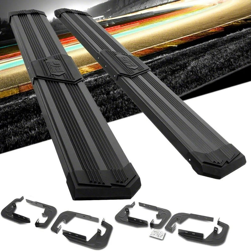 10-Inch Pleated Step Bar Running Boards; Black (19-26 Silverado 1500 Crew Cab)