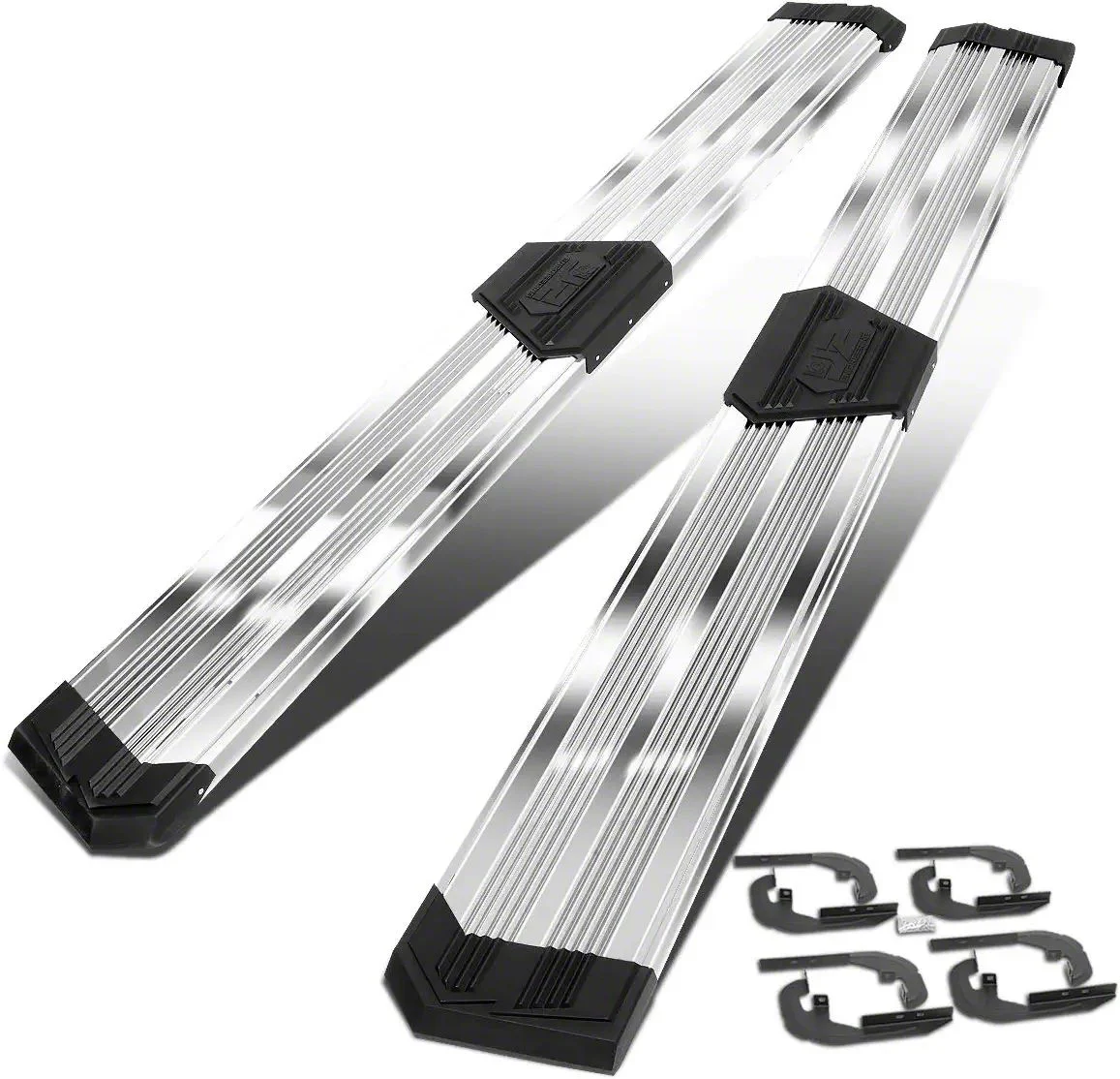 10-Inch Pleated Step Bar Running Boards; Chrome (19-26 Silverado 1500 Crew Cab)