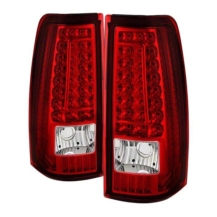 C-Shape LED Tail Lights; Chrome Housing; Red Clear Lens (03-06 Silverado 1500 Fleetside)