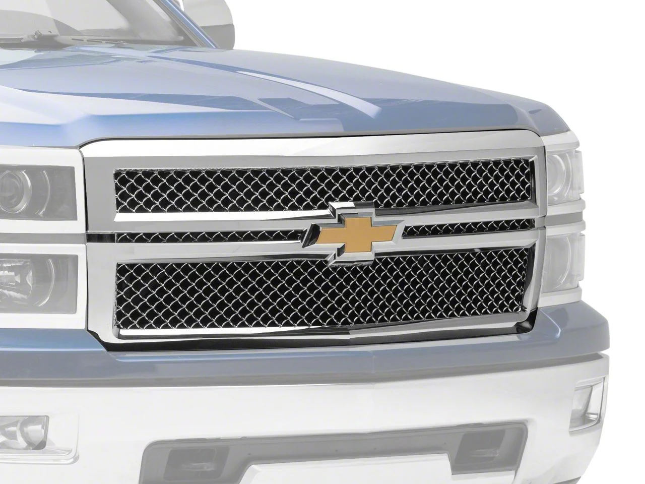 Diamond Mesh Style Upper Replacement Grille; Chrome (14-15 Silverado 1500)