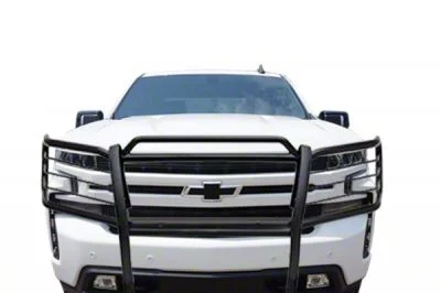 Grille Guard with 5.30-Inch Red Round Flood LED Lights; Black (19-21 Silverado 1500, Excluding Diesel; 2022 Silverado 1500 LTD, Excluding Diesel)