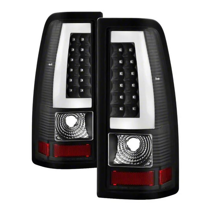 Light Bar Style LED Tail Lights; Black Housing; Clear Lens (03-06 Silverado 1500 Fleetside)