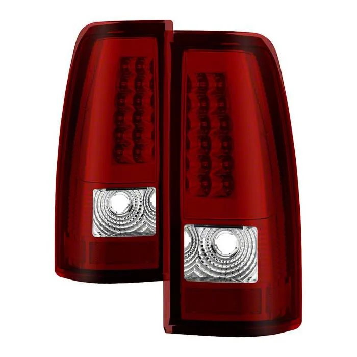Light Bar Style LED Tail Lights; Chrome Housing; Red Clear Lens (03-06 Silverado 1500 Fleetside)