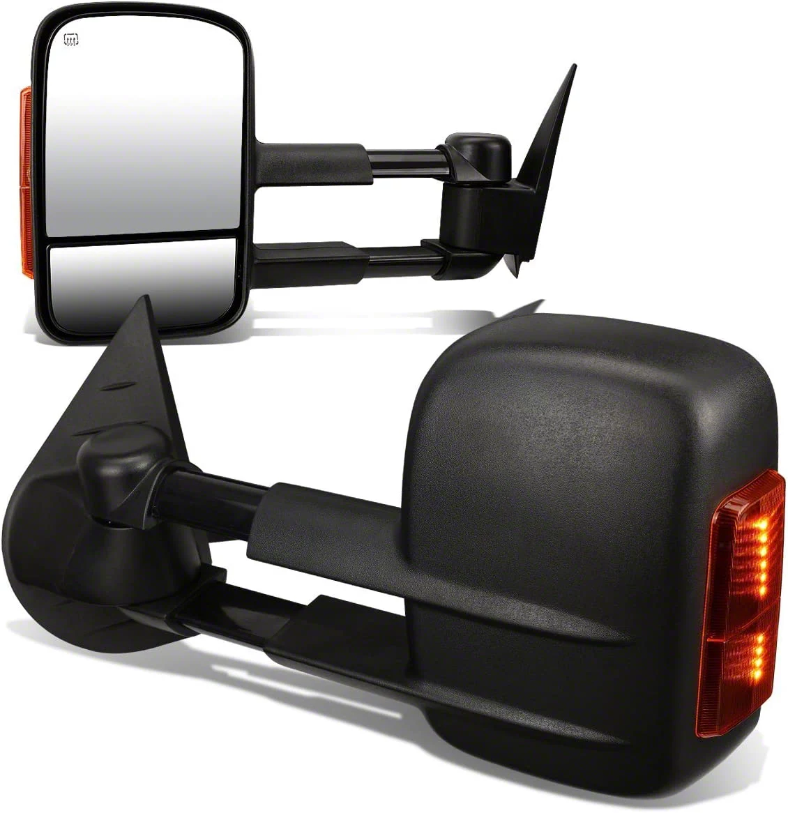 Powered Heated Towing Mirrors with Amber Turn Signals; Black (07-12 Silverado 1500)