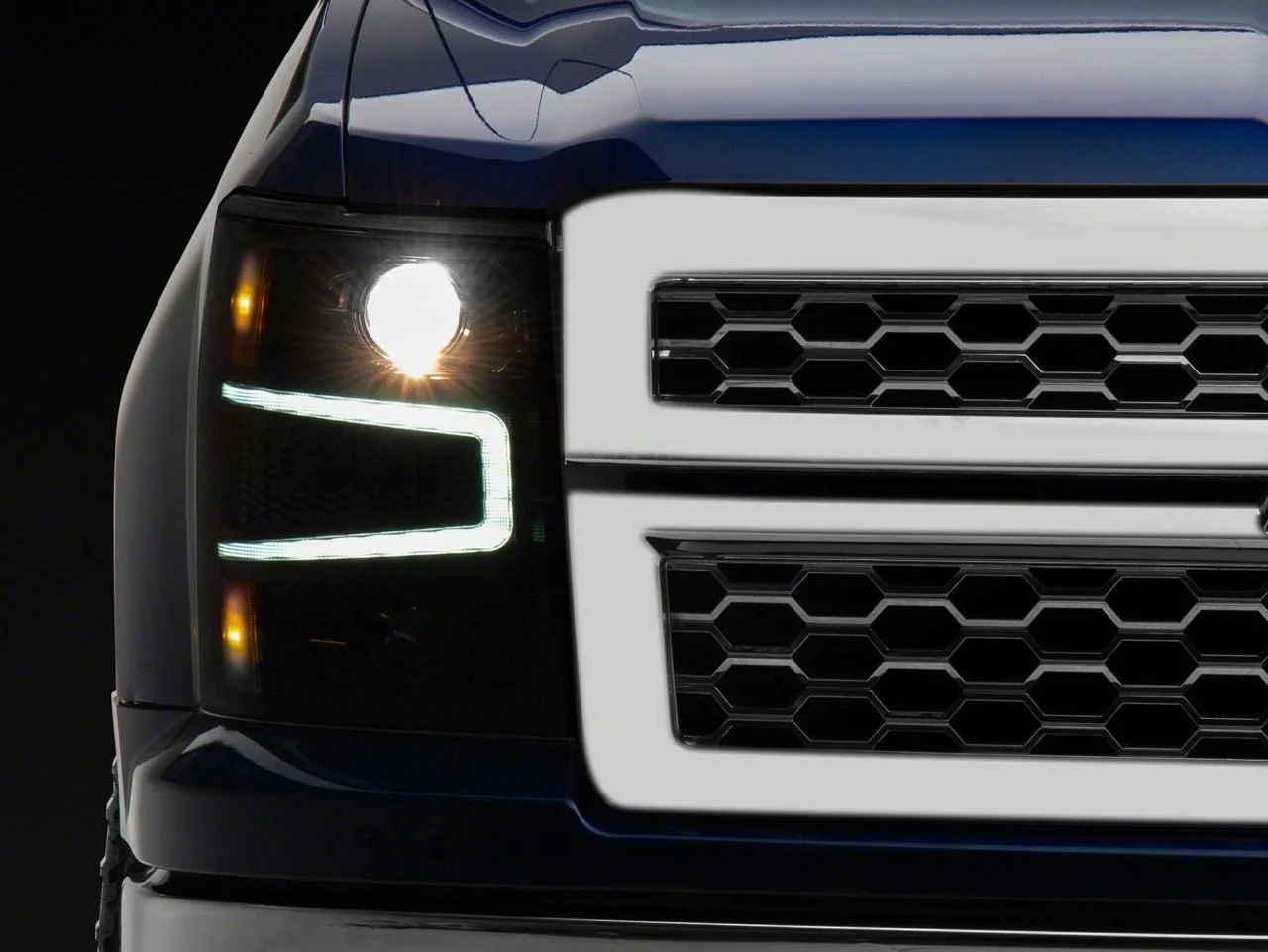 AlphaRex PRO-Series Projector Headlights; Alpha Black Housing; Clear Lens (14-15 Silverado 1500)