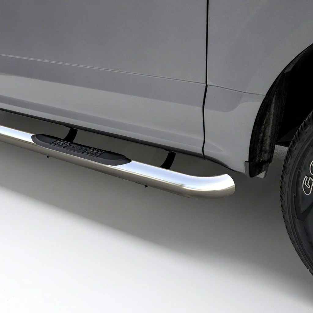 3-Inch Round Side Step Bars; Polished Stainless (20-26 Silverado 2500 HD Double Cab)