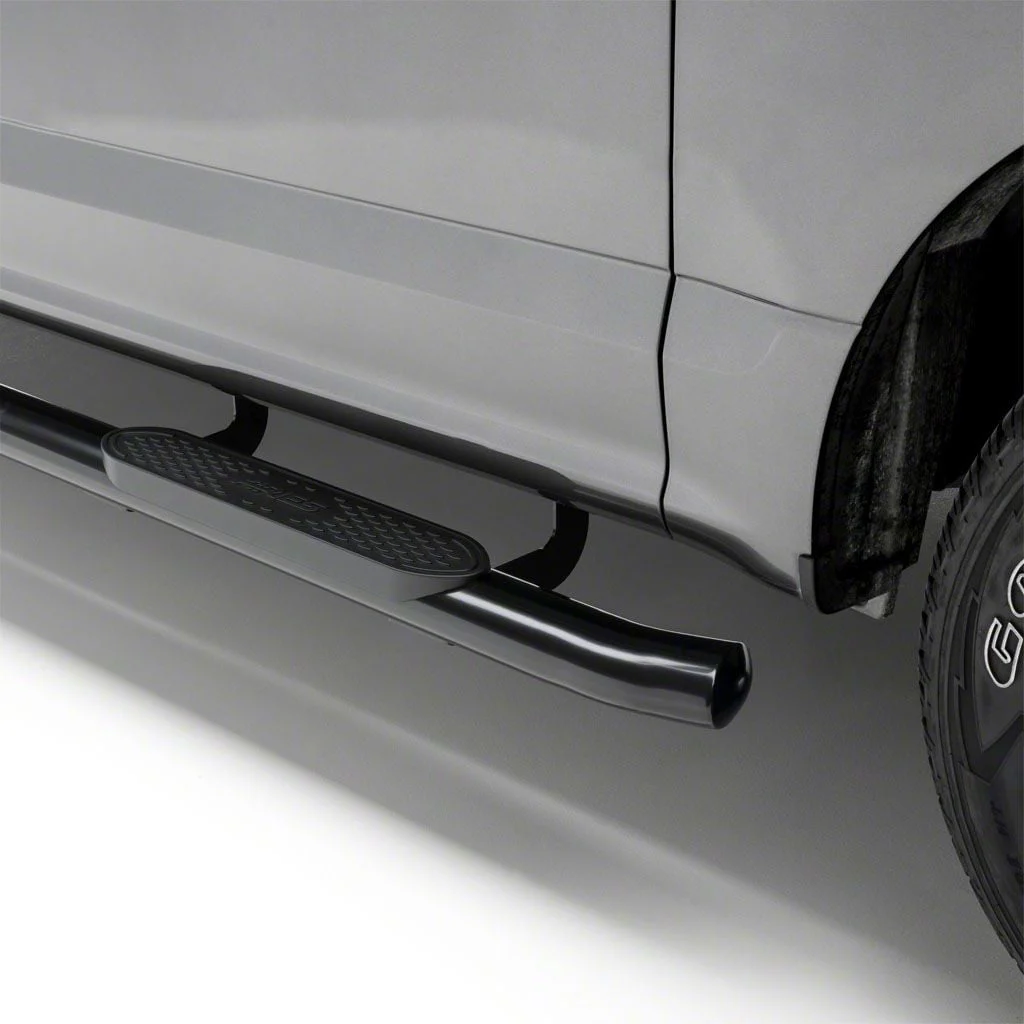 4-Inch Oval Side Step Bars; Black (07-19 Silverado 2500 HD Crew Cab)