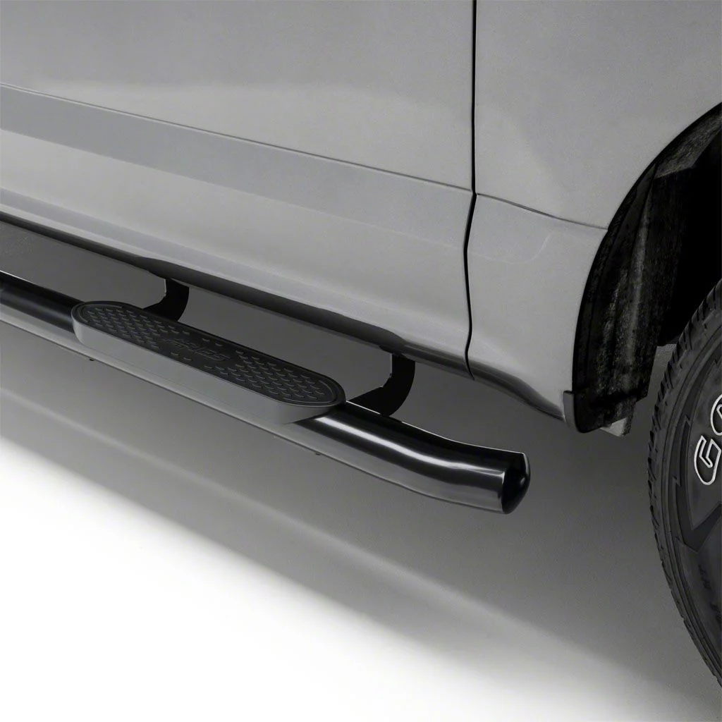 4-Inch Oval Side Step Bars; Black (07-19 Silverado 2500 HD Extended/Double Cab)