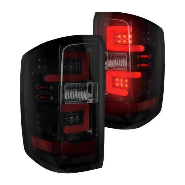 OLED Tail Lights; Black Housing; Dark Red Smoked Lens (16-19 Silverado 2500 HD w/ Factory LED Tail Lights)