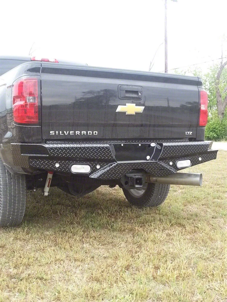 Diamond Rear Bumper with Backup Lights; Black (11-14 Silverado 3500 HD)