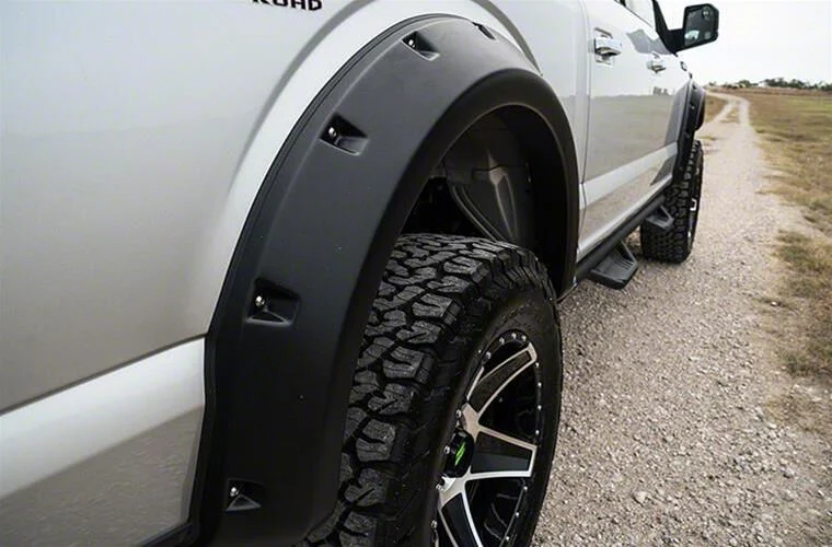 Elite Series RX-Rivet Style Fender Flares; Rear; Smooth Black (20-26 Silverado 3500 HD SRW)
