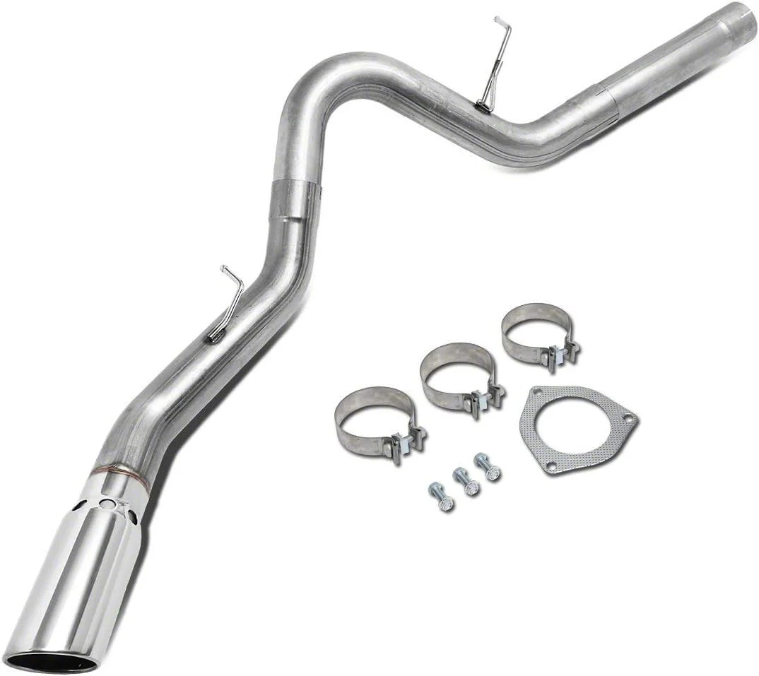 Filter-Back Single Exhaust System with Polished Tip; Side Exit (07-10 6.6L Duramax Silverado 3500 HD)