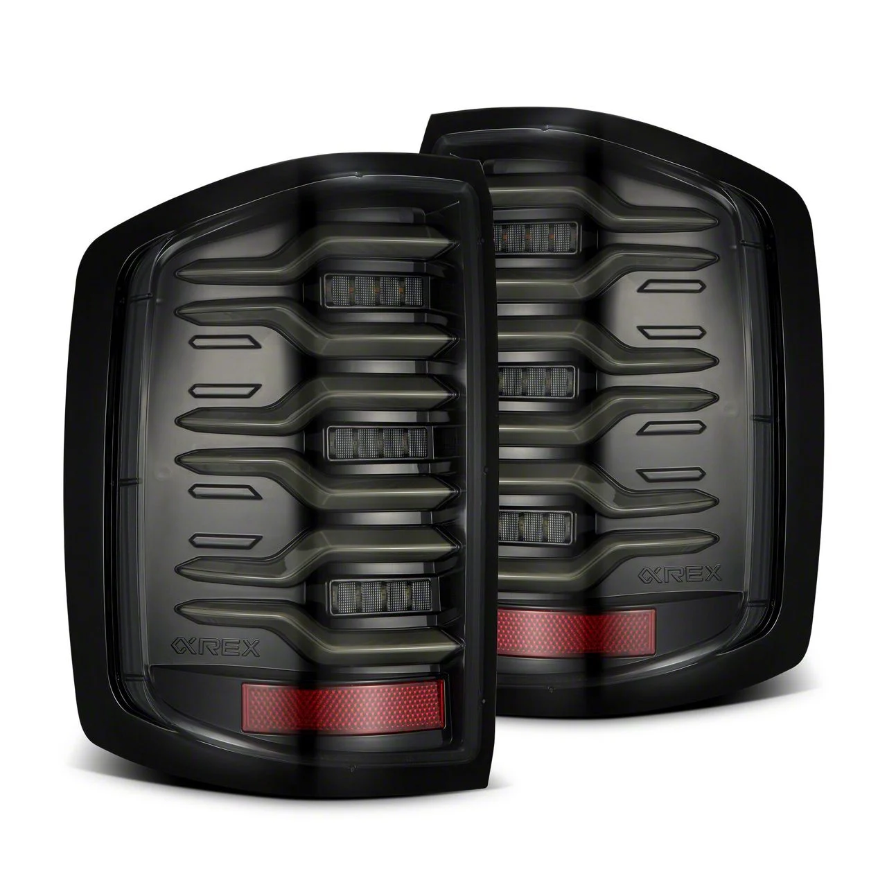 AlphaRex LUXX-Series LED Tail Lights; Alpha Black Housing; Clear Lens (17-19 Silverado 3500 HD w/ Factory Halogen Tail Lights)