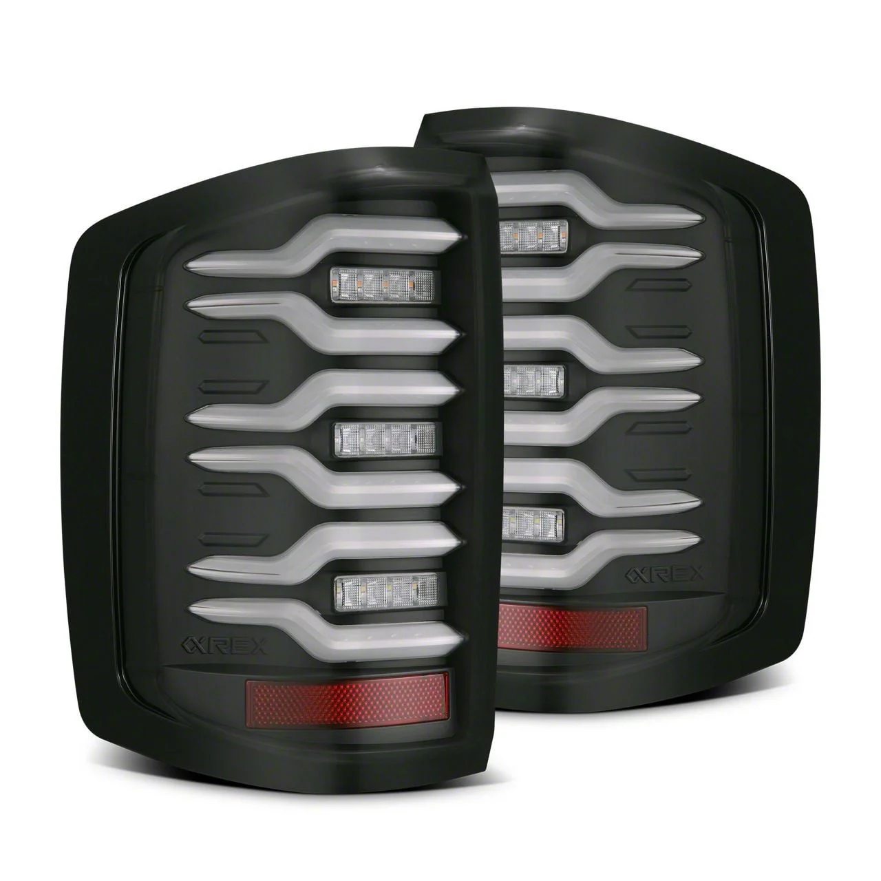 AlphaRex LUXX-Series LED Tail Lights; Black Housing; Clear Lens (17-19 Silverado 3500 HD w/ Factory Halogen Tail Lights)