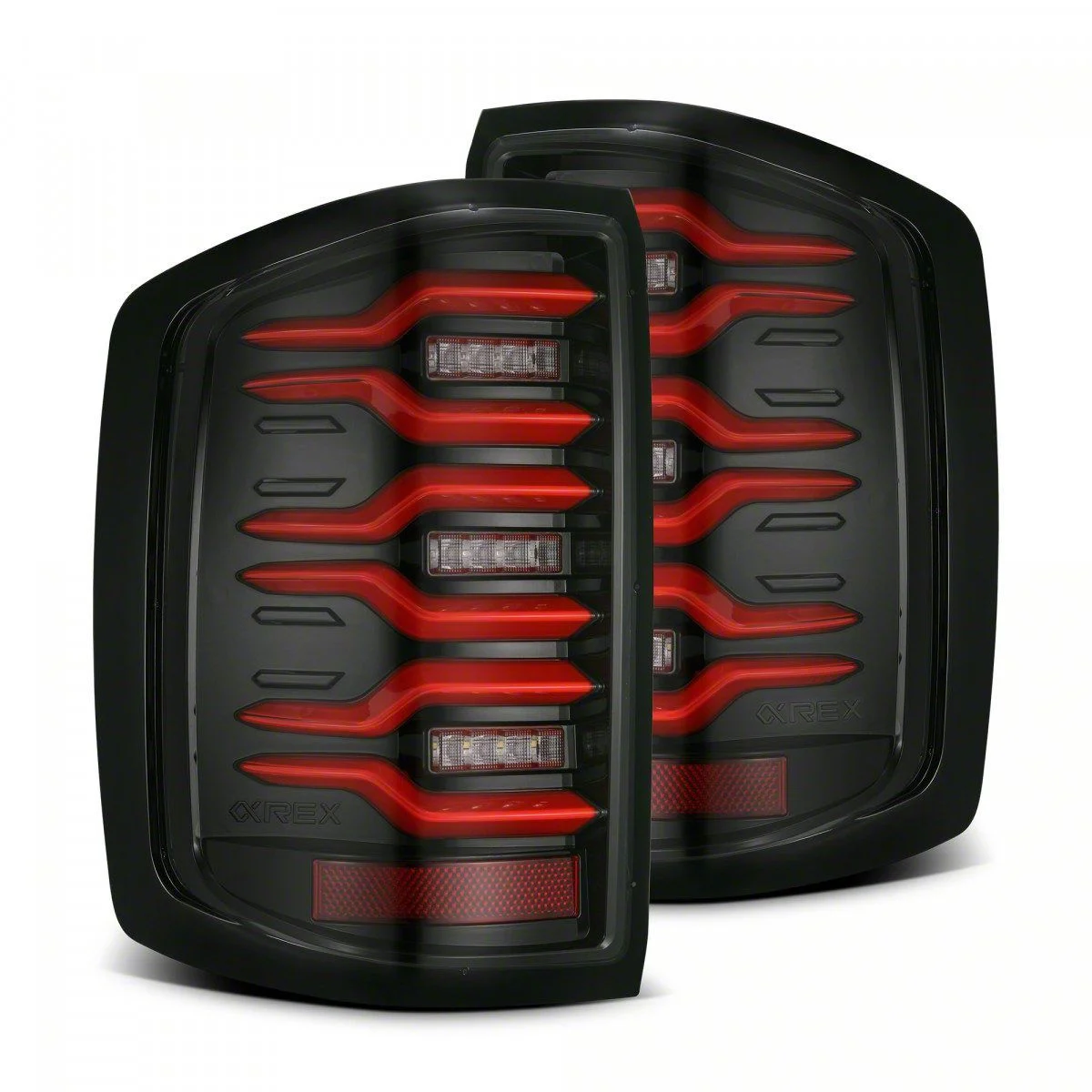AlphaRex LUXX-Series LED Tail Lights; Black/Red Housing; Smoked Lens (17-19 Silverado 3500 HD w/ Factory Halogen Tail Lights)