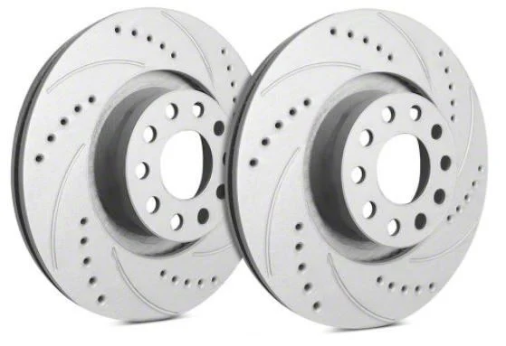 SP Performance Cross-Drilled and Slotted Rotors with Gray ZRC Coating; Rear Pair (06-14 Charger SRT8; 15-23 Charger w/ 4-Piston Front Calipers)
