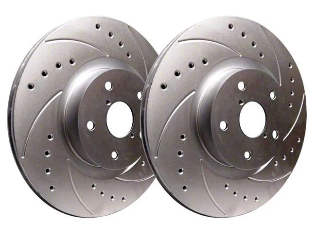 SP Performance Cross-Drilled and Slotted Rotors with Silver ZRC Coating; Rear Pair (06-13 Charger w/ Dual Piston Front Calipers & 350mm Vented Rear Rotors; 14-23 Charger Pursuit)