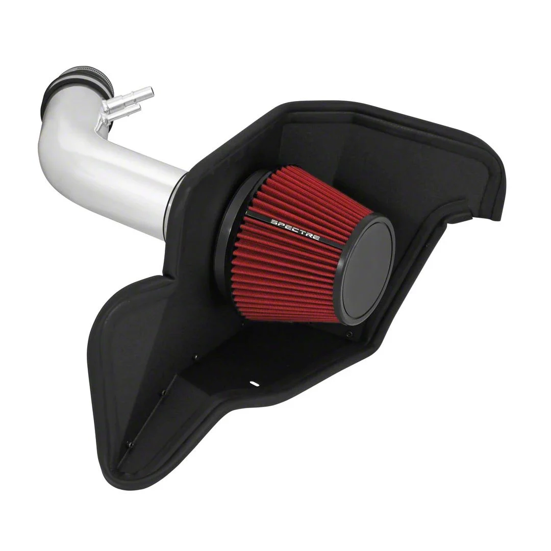 Spectre Performance Cold Air Intake with Red Filter; Polished (15-17 Mustang V6)