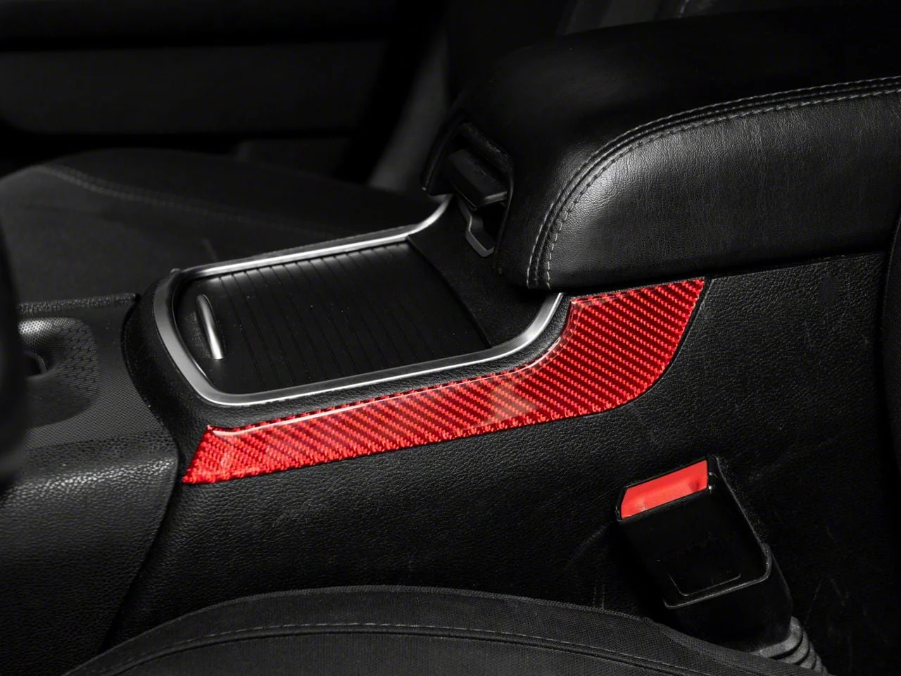 SpeedForm Center Console Armrest Trim; Red Carbon Fiber (15-23 Charger)