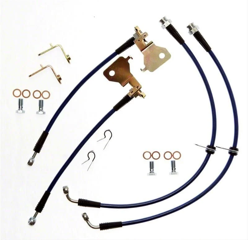 Stifflers Stainless Steel Brake Hose Kit; Clear; Front and Rear (05-14 Mustang, Excluding BOSS 302 & GT500)