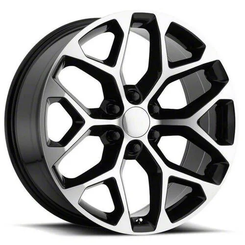 Snowflake Gloss Black Machined 6-Lug Wheel; 22x9; 31mm Offset (07-13 Silverado 1500)