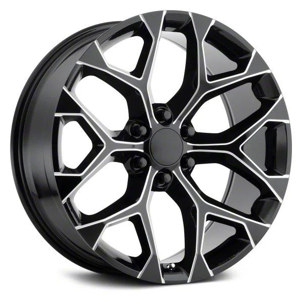 Snowflake Gloss Black Milled 6-Lug Wheel; 22x9; 31mm Offset (07-13 Silverado 1500)