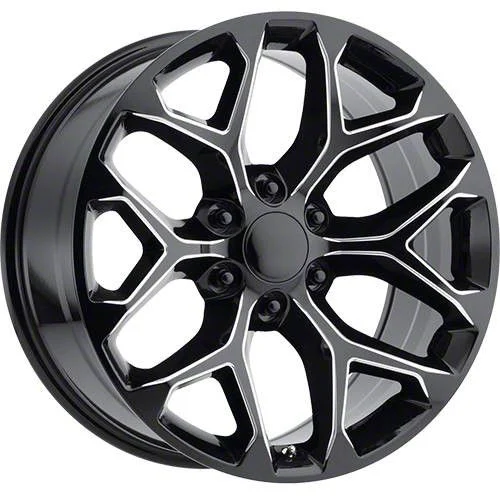 Snowflake Gloss Black Milled 6-Lug Wheel; 24x10; 31mm Offset (07-13 Silverado 1500)