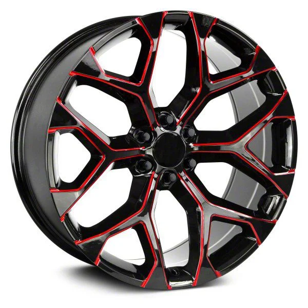 Snowflake Gloss Black Candy Red Milled 6-Lug Wheel; 24x10; 31mm Offset (14-18 Silverado 1500)