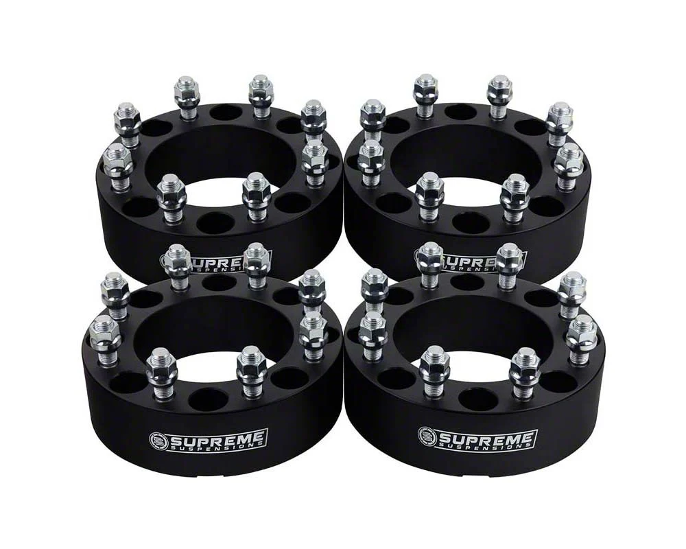 Supreme Suspensions 2-Inch Pro Billet Wheel Spacer Adapters; Black; Set of Four (05-26 F-250 Super Duty)