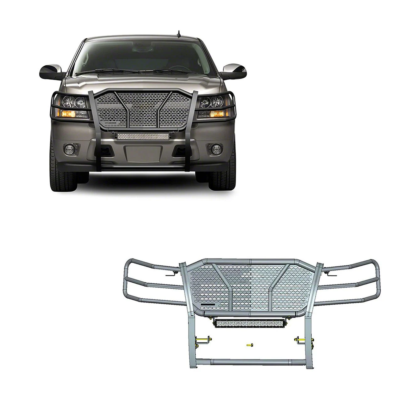 Rugged Grille Guard with 20-Inch Double Row LED Light Bar; Black (07-14 Tahoe)