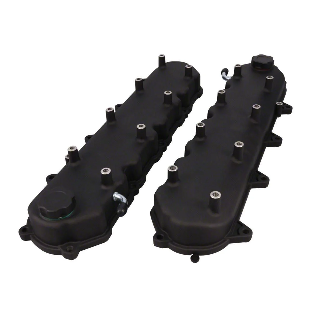 Top Street Performance Cast Aluminum Valve Covers with Coil Mounts; Black (14-19 Corvette C7)