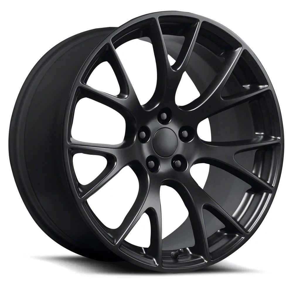 Hellcat Satin Black Wheel; Rear Only; 22x11; 27mm Offset (11-23 RWD Charger)