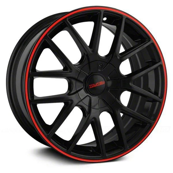 Touren TR60 Gloss Black with Red Ring Wheel; 17x7.5; 42mm Offset (05-09 Mustang GT, V6)