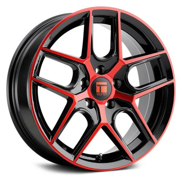 Touren TR79 Gloss Black with Red Tinted Face Wheel; 18x8; 35mm Offset (05-09 Mustang GT, V6)