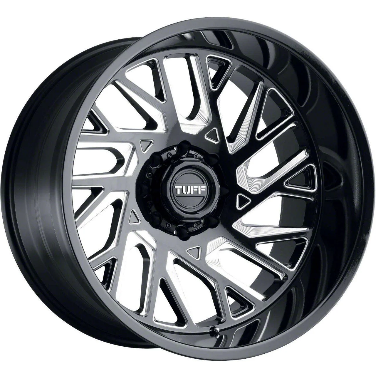 Tuff A.T. T4B True Left Directional Gloss Black Milled 8-Lug Wheel; 20x12; -45mm Offset (15-19 Sierra 2500 HD)