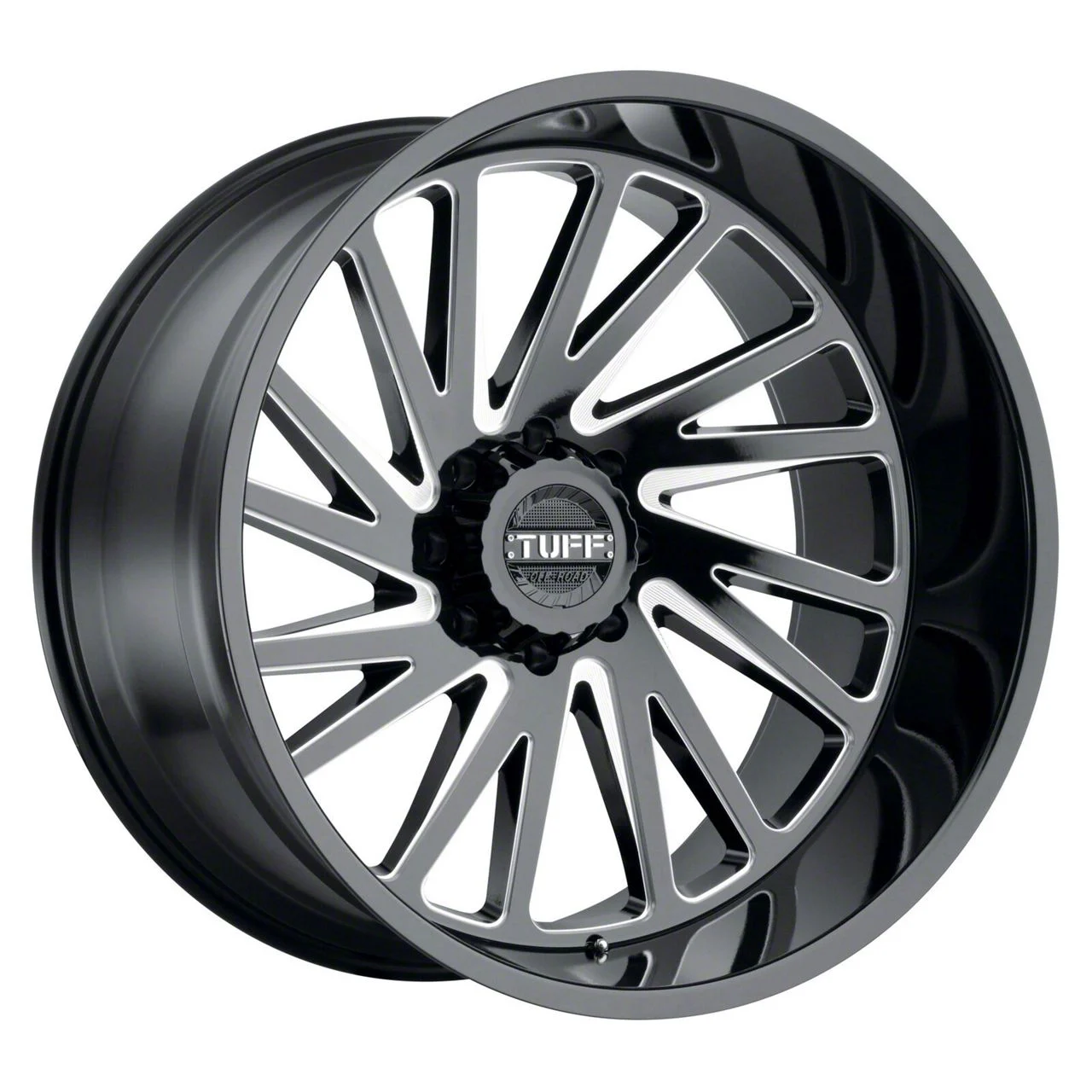 Tuff A.T. T2A True Left Directional Gloss Black Milled 8-Lug Wheel; 20x12; -45mm Offset (20-26 Sierra 2500 HD)