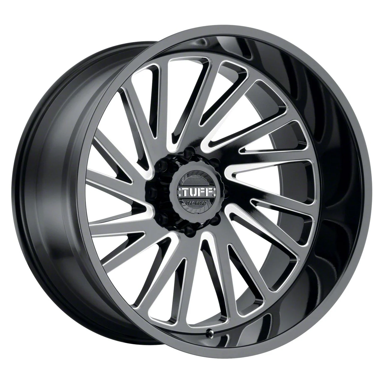 Tuff A.T. T2A True Right Directional Gloss Black Milled 8-Lug Wheel; 20x12; -45mm Offset (20-26 Sierra 2500 HD)