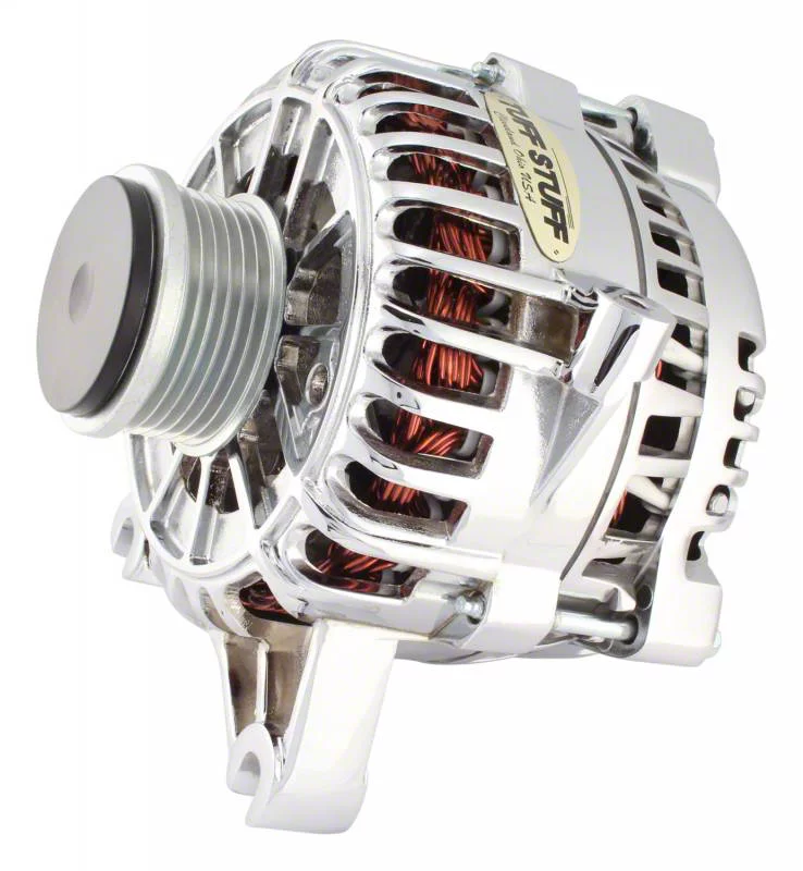 Tuff Stuff Performance Alternator with 6-Groove Clutch Pulley; 135 AMP; Chrome (05-Early 08 Mustang GT)