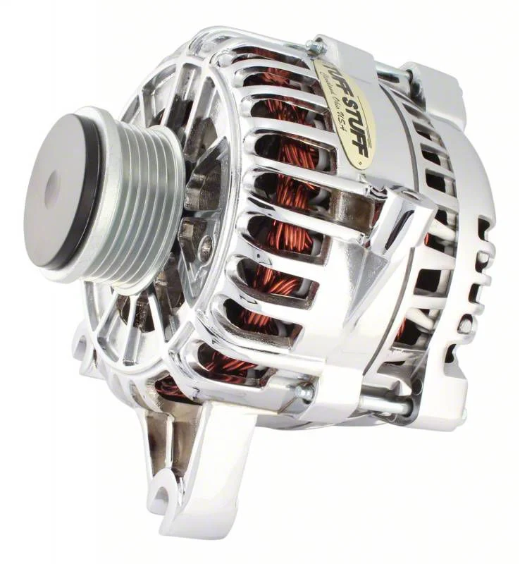 Tuff Stuff Performance Alternator with 6-Groove Clutch Pulley; 135 AMP; Polished (05-Early 08 Mustang GT)