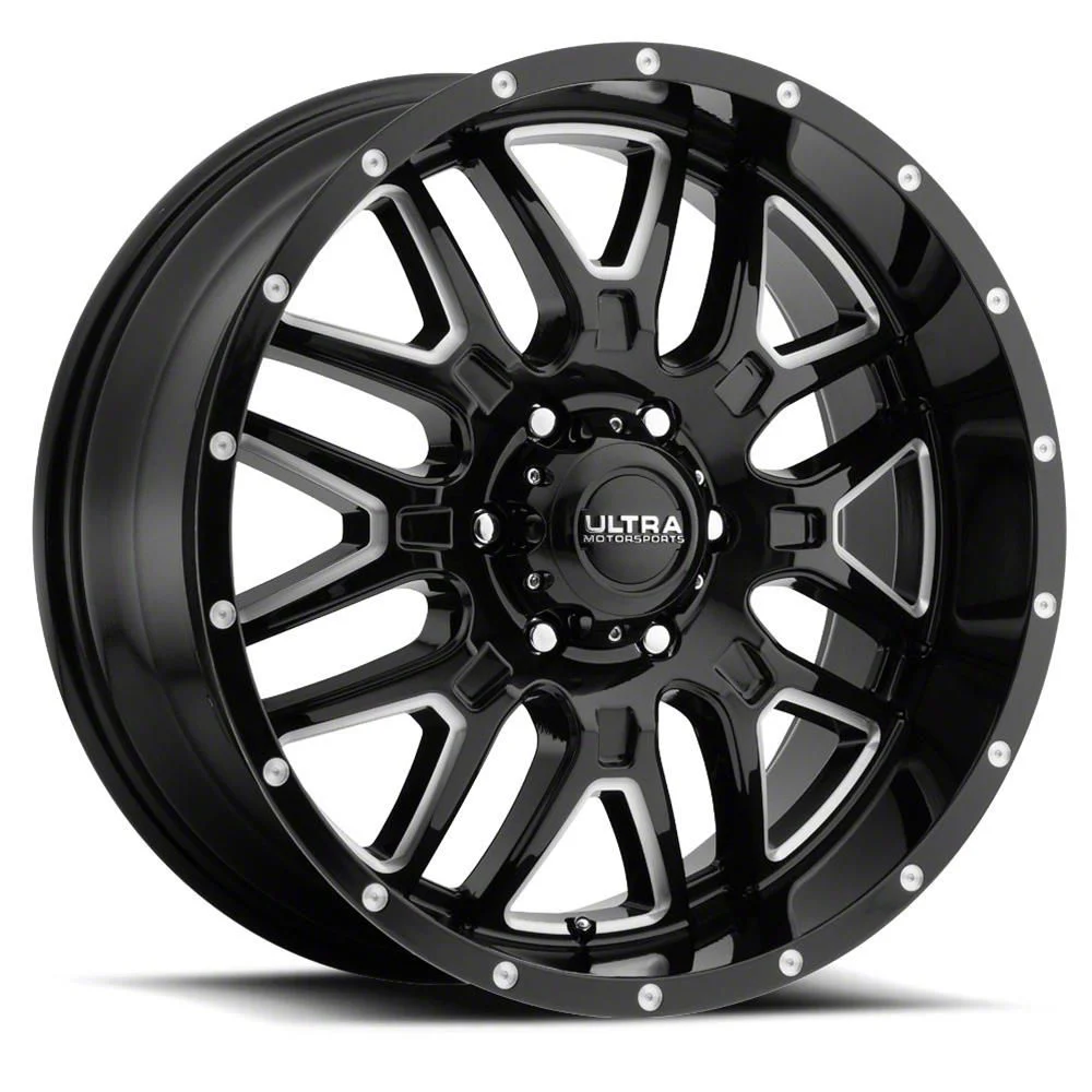 Ultra Wheels Hunter Gloss Black Milled 6-Lug Wheel; 20x9; -12mm Offset (07-13 Sierra 1500)