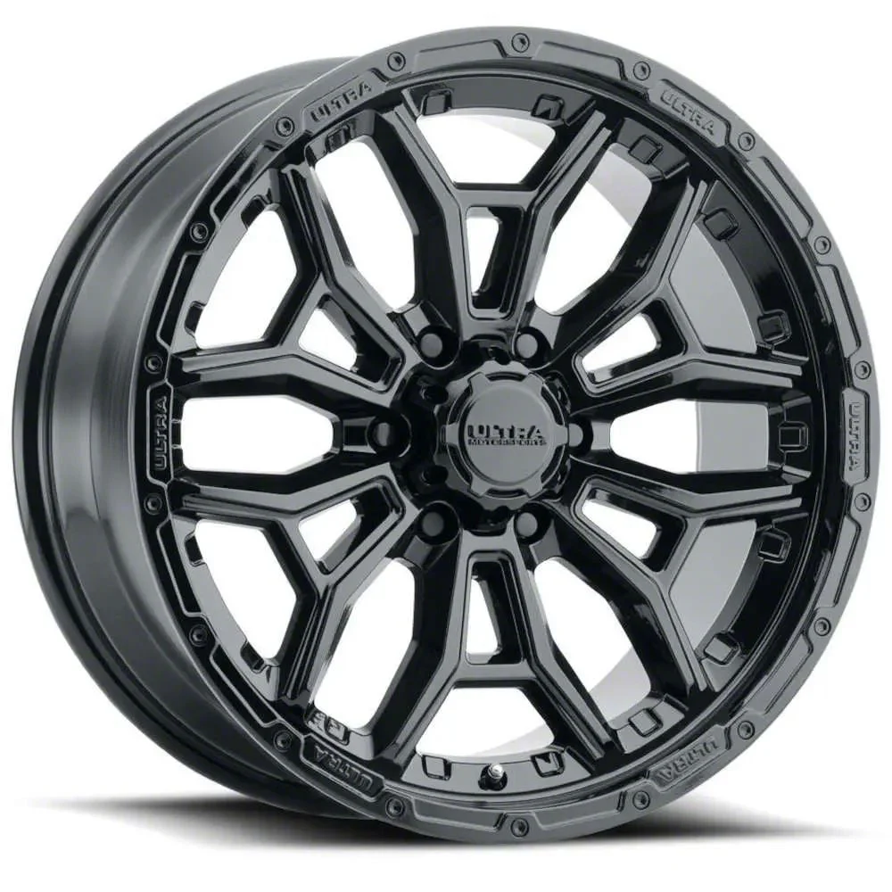 Ultra Wheels Warmonger 6 Gloss Black 6-Lug Wheel; 17x9; 12mm Offset (14-18 Sierra 1500)
