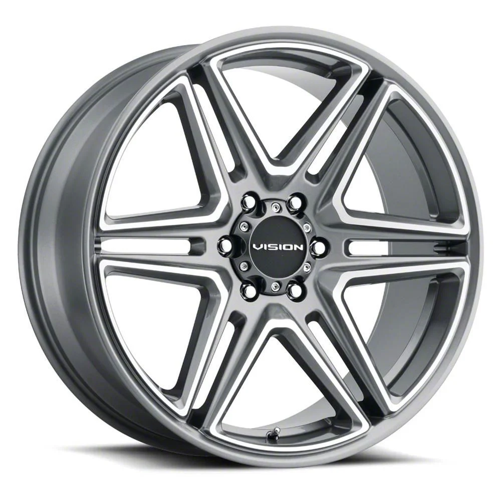 Wedge Gunmetal Machined Wheel; 20x9; 15mm Offset (11-23 RWD Charger, Excluding Widebody)