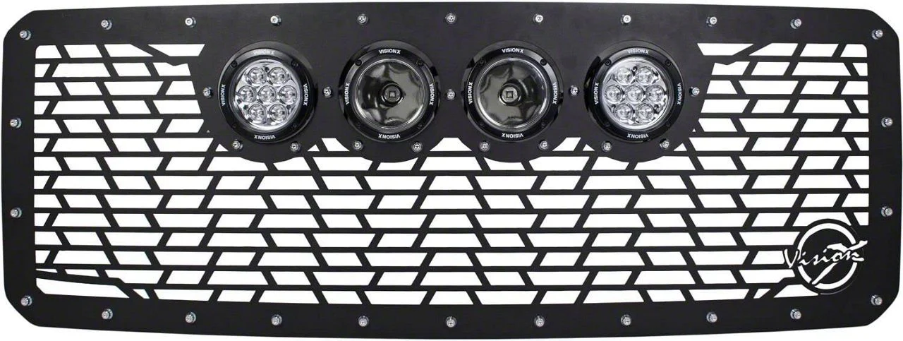 Vision X Upper Replacement Grille with 4.50-Inch CG2 Cannon LED Lights; Satin Black (11-16 F-350 Super Duty)