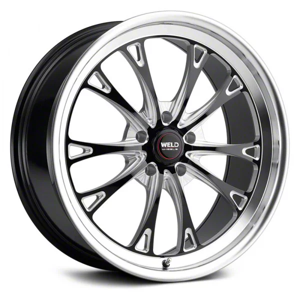 WELD Performance Belmont Drag Gloss Black Milled Wheel; Front Only; 17x5; -21mm Offset (10-14 Mustang)