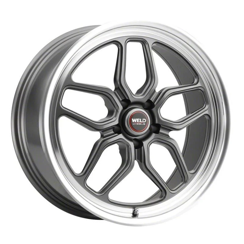 WELD Performance Laguna Matte Gunemtal with Polished Lip Wheel; 20x9; 20mm Offset (11-23 RWD Charger, Excluding Widebody)