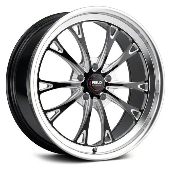 WELD Performance Belmont Drag Gloss Black Milled Wheel; Front Only; 20x5; -33mm Offset (06-10 RWD Charger)